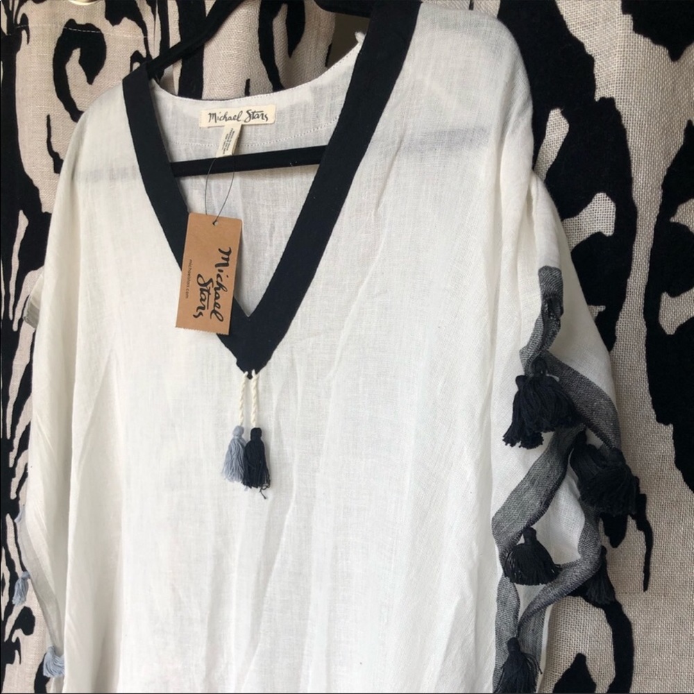 NWT Michael Stars Cebu Caftan Black Grey Coverup